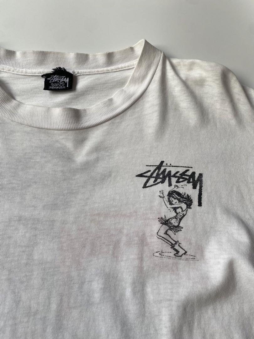ビンテージSTUSSY ガマグチ DEAD STOCK 80's 黒タグ USA製 OLD STUSSY 総柄 ポケットTシャツ