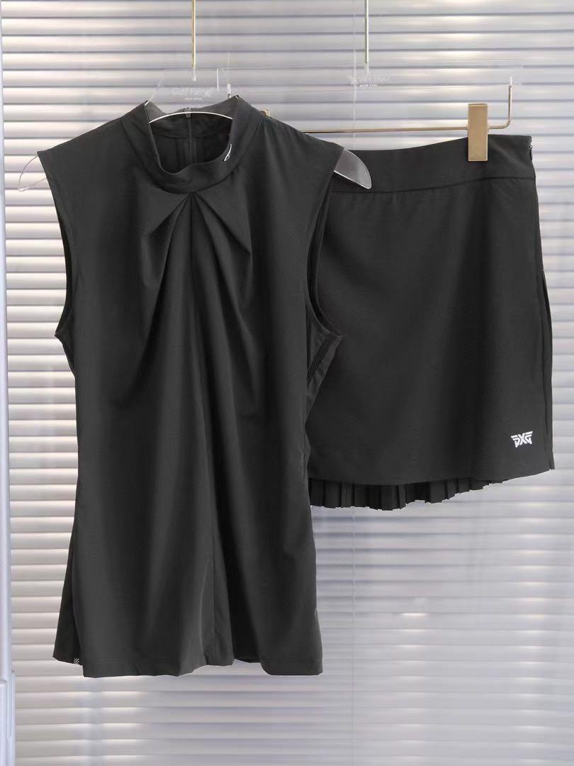 【超特価】 PXG レディース 半襟に袖が 速乾ゴルフ夏服 ノースリーブベスト レディースウェア
