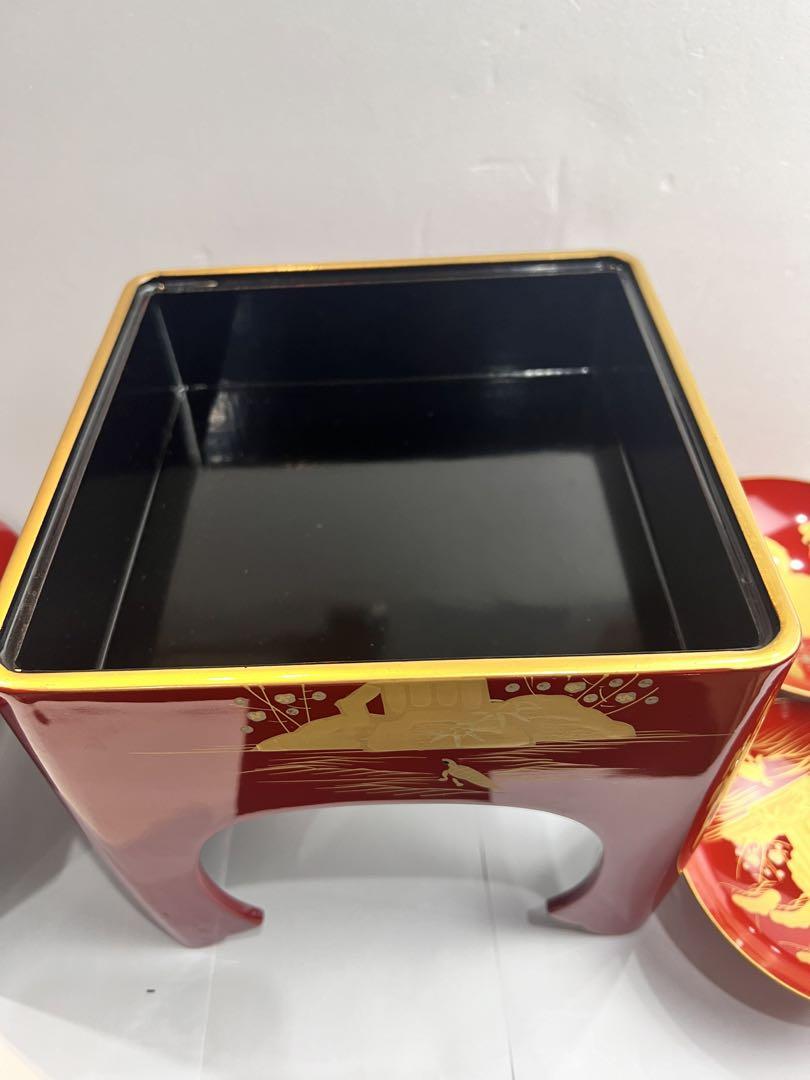 未使用品　漆塗　木盃　台付　三ッ組盃　お屠蘇器セット