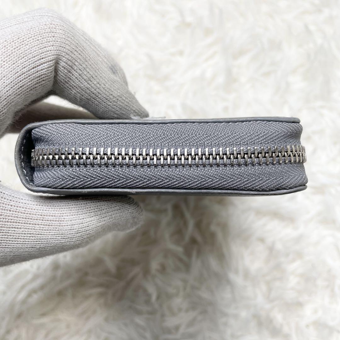 【美品】GUCCI 長財布 ラウンドファスナー GGマーモント グレー