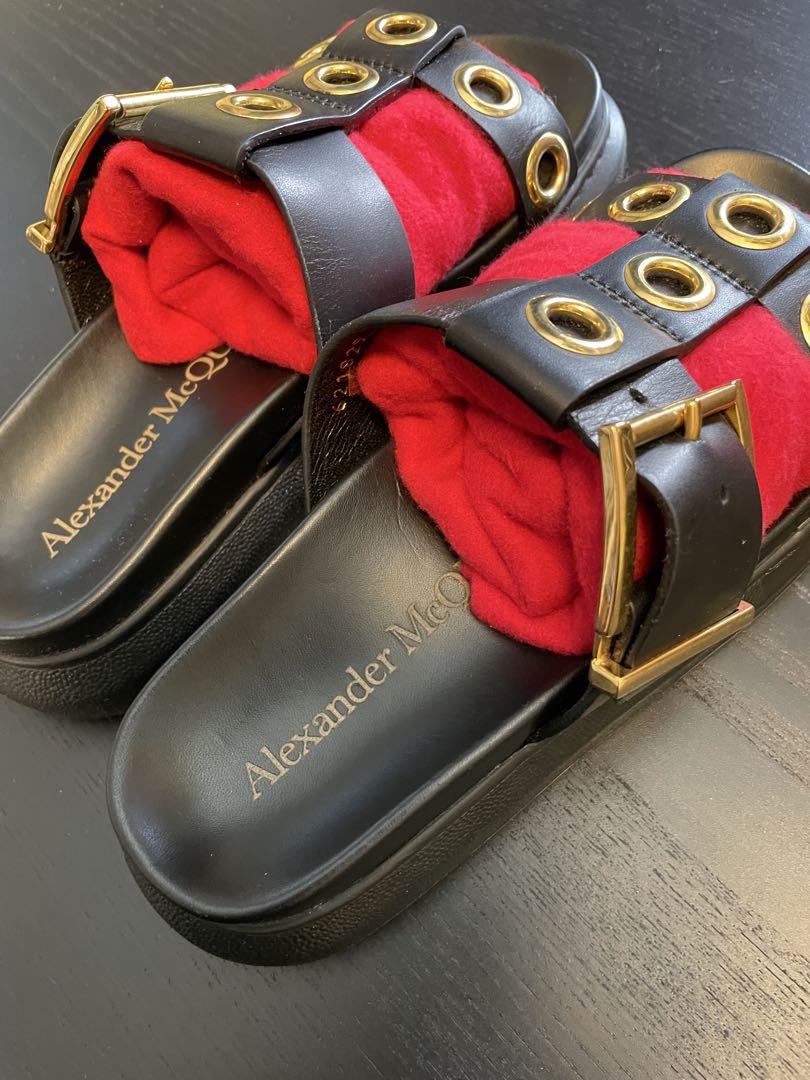 Alexander McQueen ブラックサンダル 36 - メルカリ