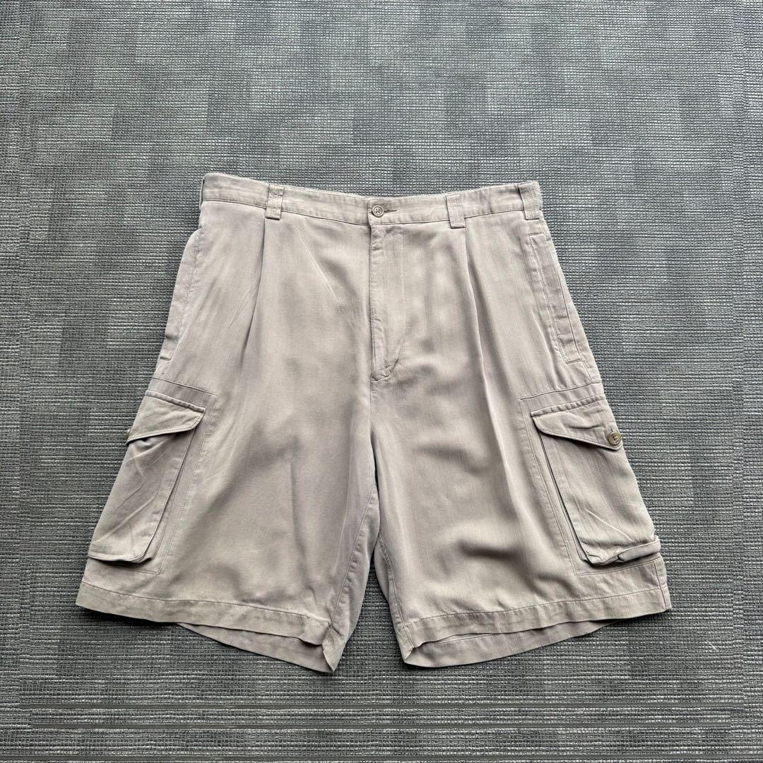 90s ISLAND REPUBLIC silk cargo shorts