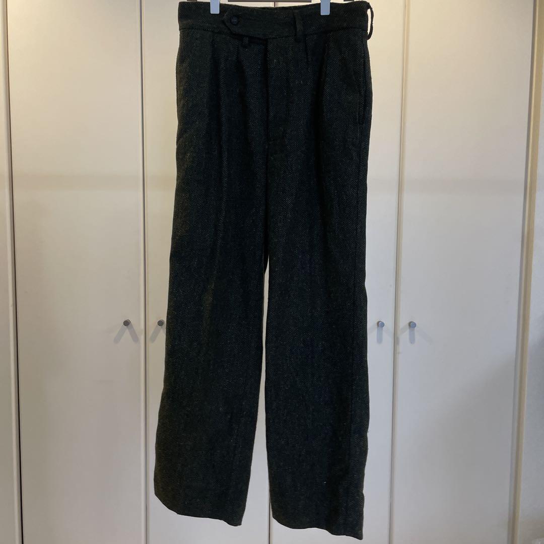 【noen】ヴィンテージ風シンチバックツイードスラックス