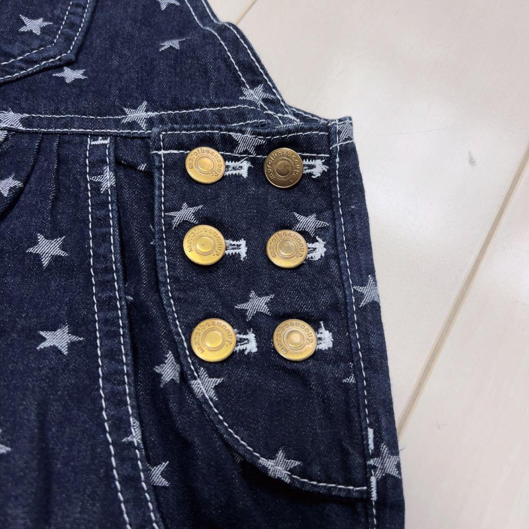 驚きの値段 ☆mercibeaucoup,☆【美品】星柄 デニムサロペット Size 1 サロペット・オーバーオール・オールインワン