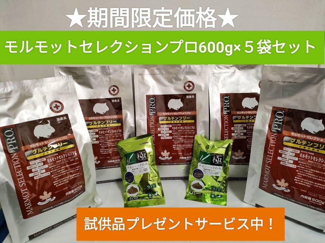 モルモットセレクションプロ600g×５セット チモシーの極み試供品２袋付き！