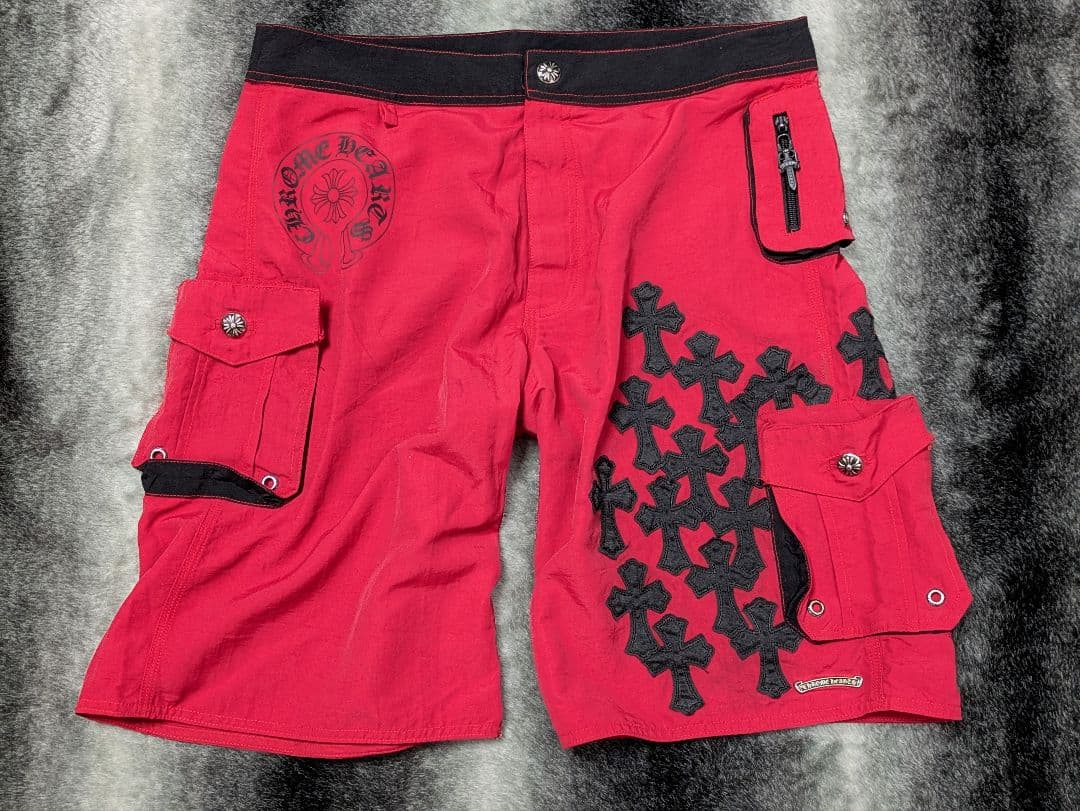 クロムハーツ レザークロスパッチ ハーフパンツL CHROME HEARTS