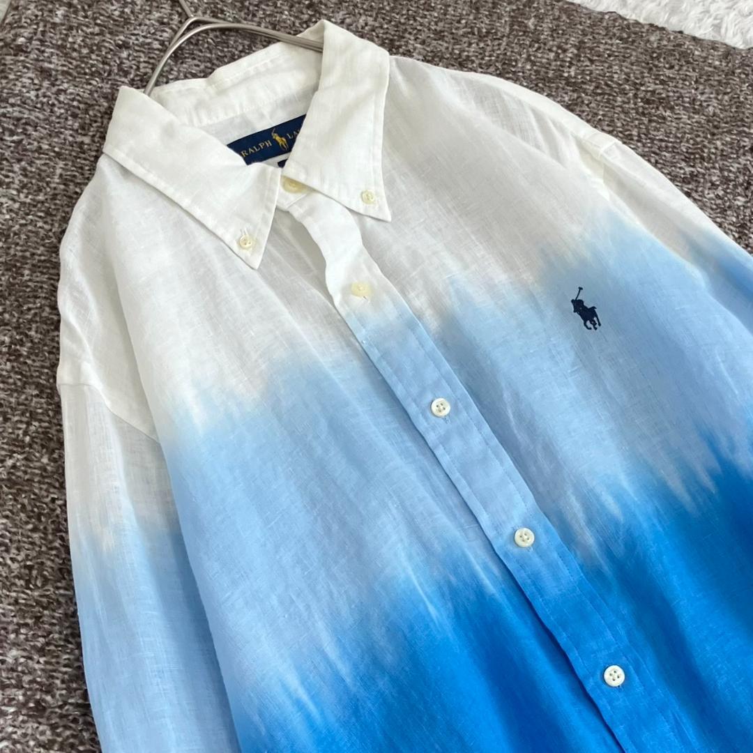 極美品✨ラルフローレン シャツ リネン 麻 グラデーション 大きいサイズ 2XL