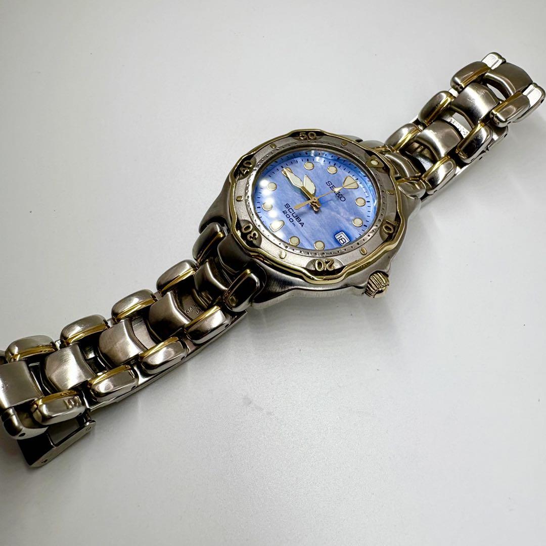 【新品電池】 SEIKO SCUBA 200m ダイバー レディース 腕時計 美品 新品電池◎SEIKO SCUBA ダイバー シェル レディース 腕時計