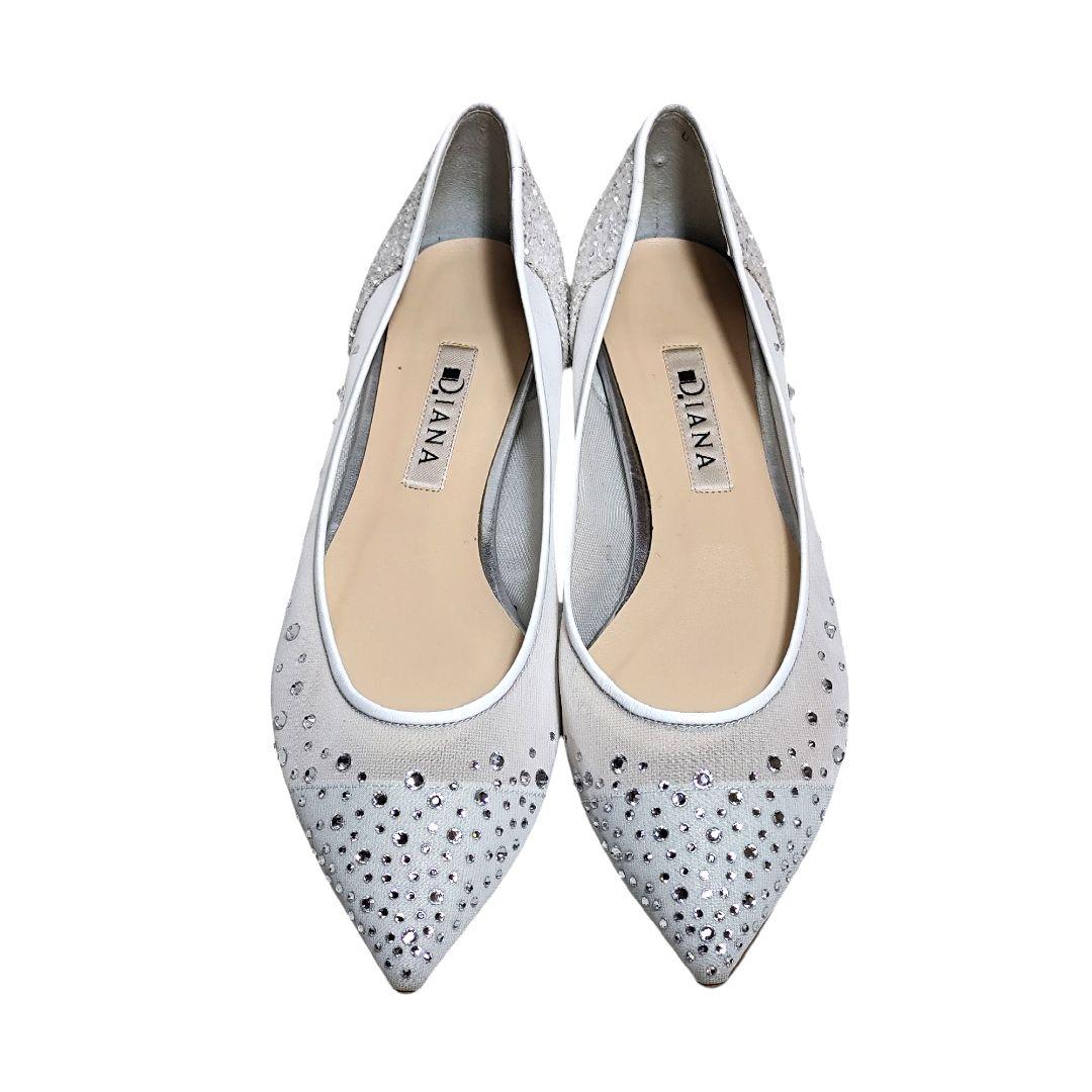 ★ほぼ新品★ DIANA フラット パンプス ビジュー グリッター 白 ホワイト DIANA ビジュー付きホワイトフラットシューズ - メルカリ