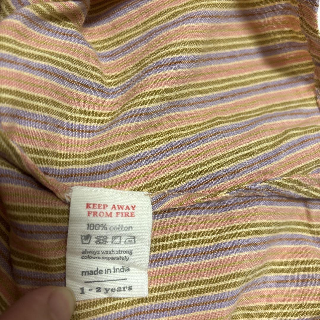 ふたばApolina ストライプ刺繍ノースリーブワンピース 1-2y