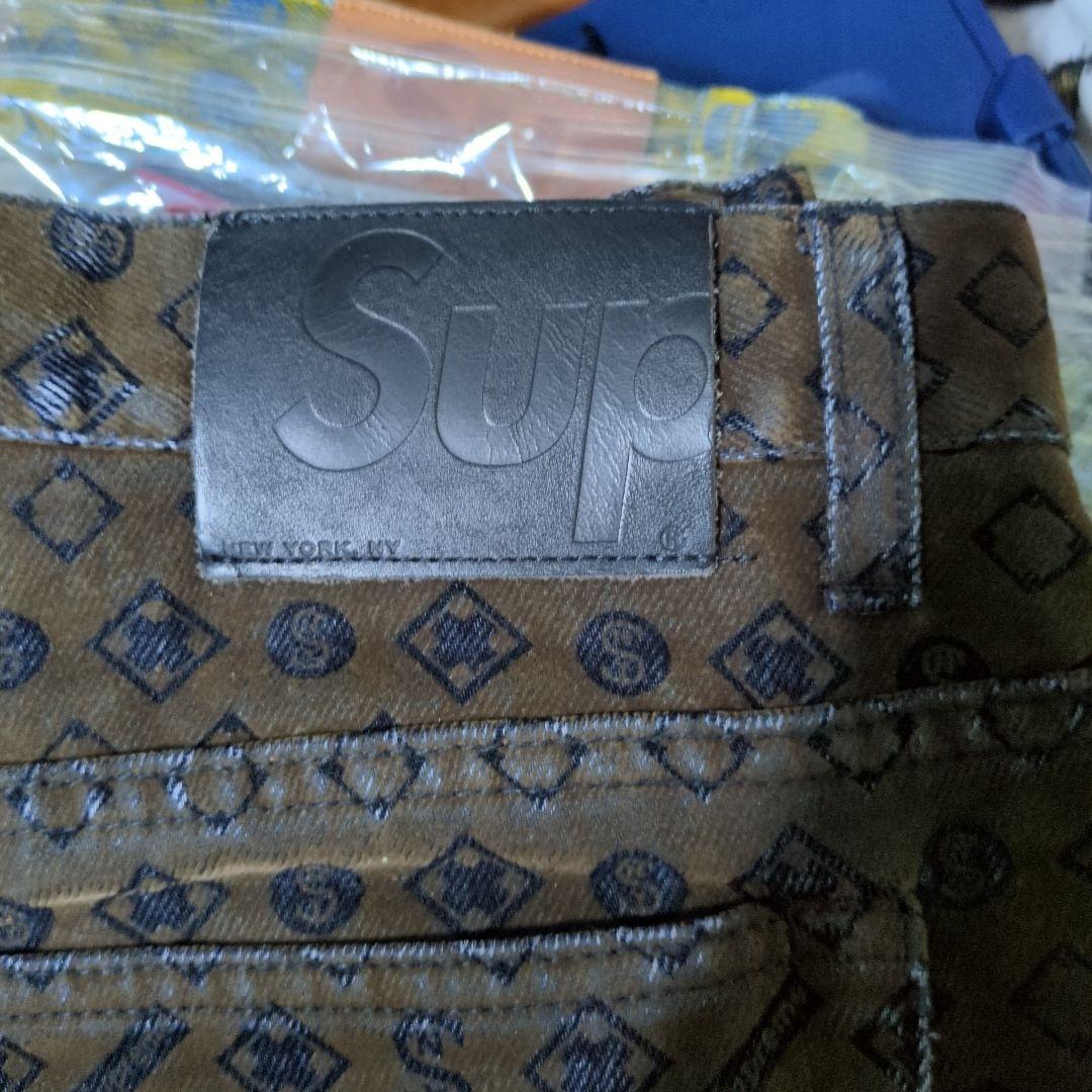 パンツ Supreme Flocked Loose Fit Jean Black 32