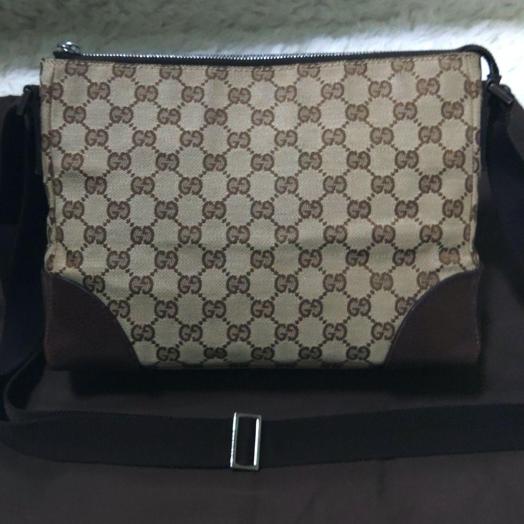 森*ん様 【良品】Gucci GGキャンバス レザー ショルダーバッグ 1142