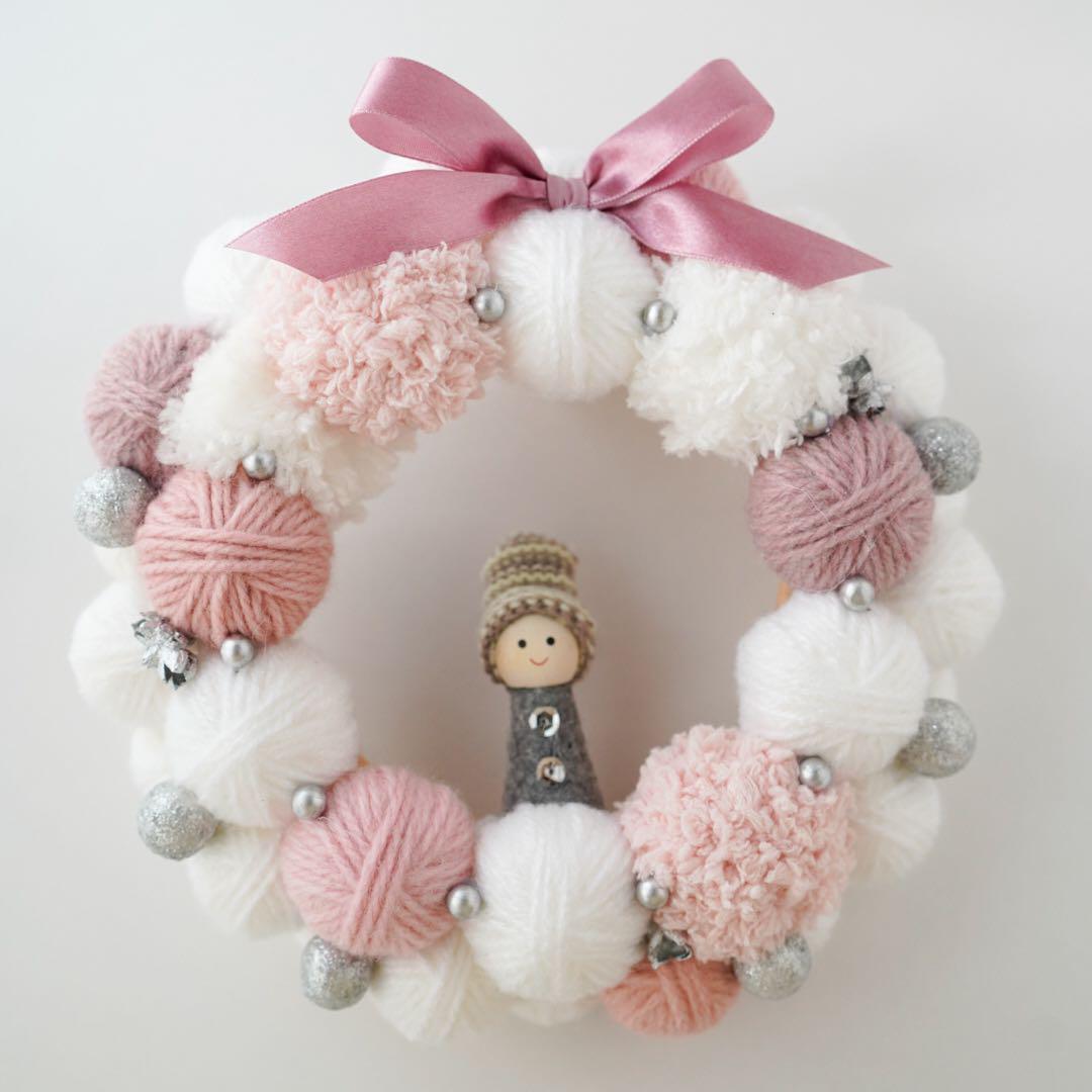 かわいい♡毛糸玉クリスマスリース