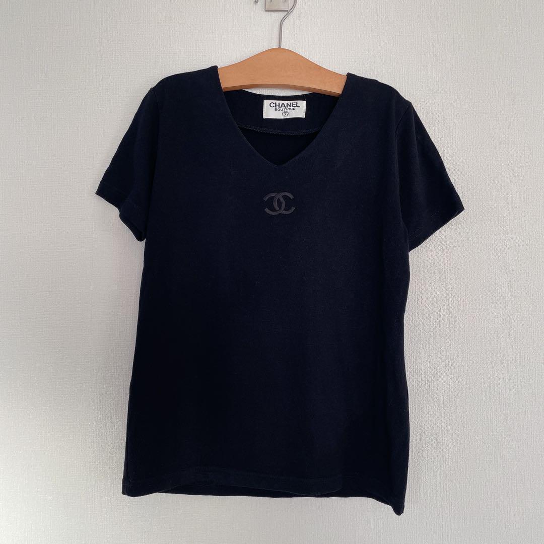 CHANEL 半袖 Tシャツ トップス 黒 レディース