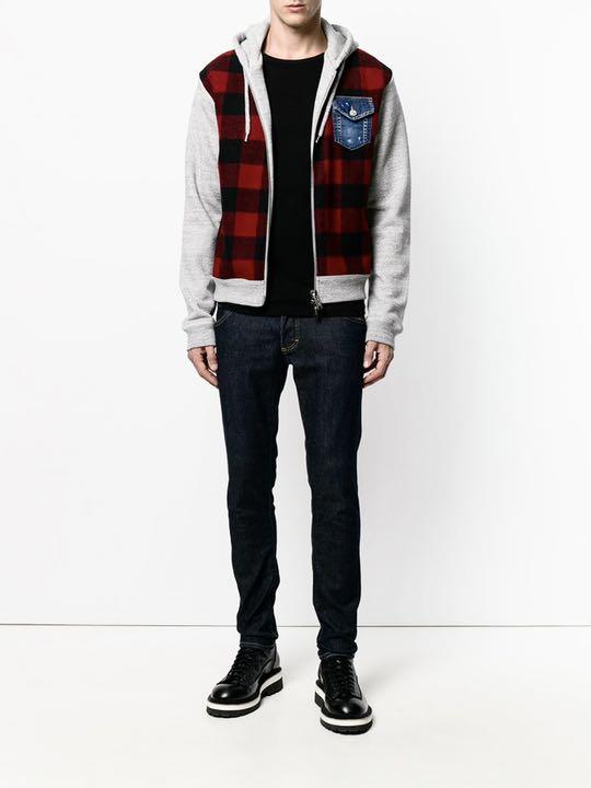 ブラック系,M名作 【美品】Dsquared2 異素材 切り替え ジップパーカー 【日本限定モデル】 【美品】Dsquared2 異素材 ジップパーカー 切り替え パーカー
