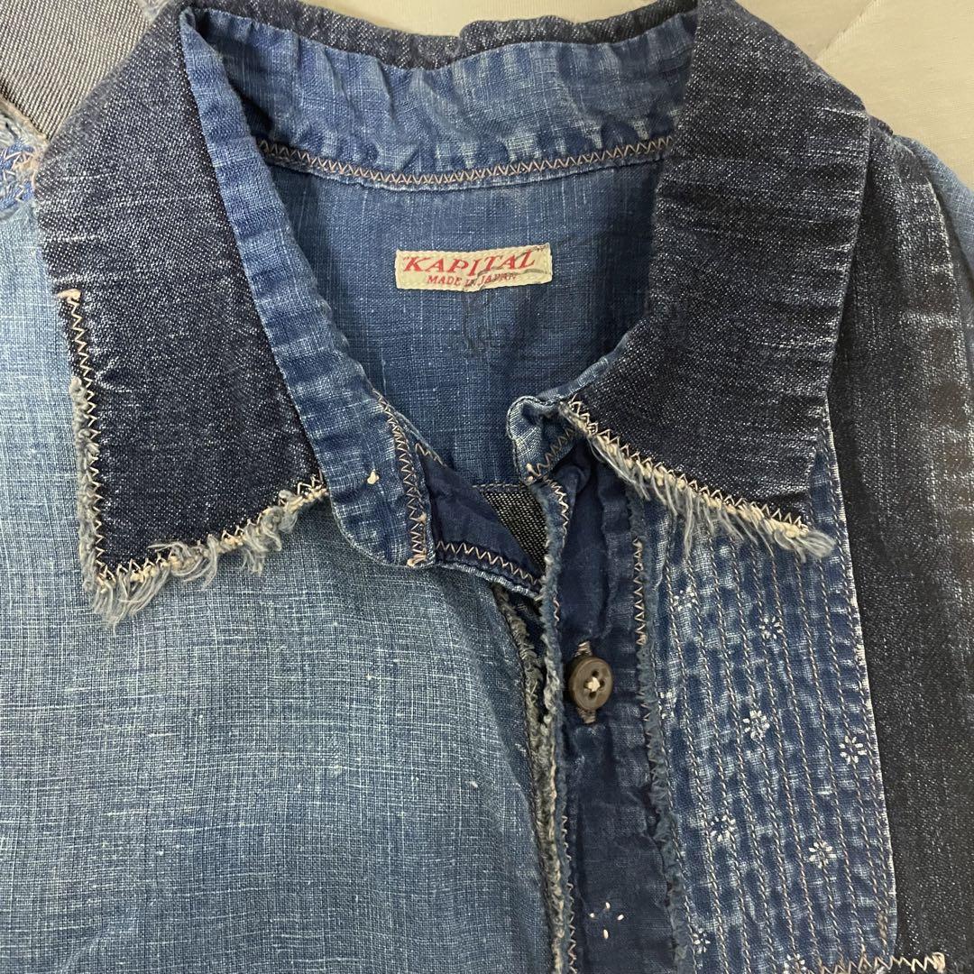 kapital キャピタル　カトマンズ　デニム パッチワーク 半袖シャツ　xs kapital キャピタル カトマンズ デニム パッチワーク 半袖シャツ xs