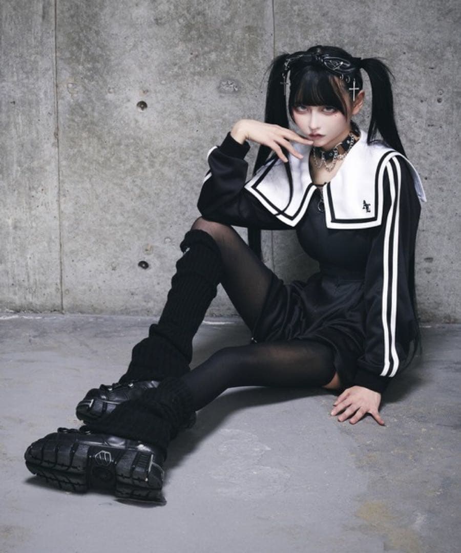 Amilige セーラー さいどあきジャージワンピース SIZE