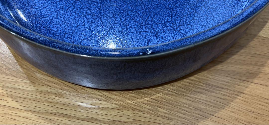 水盤　生け花　華道　大型　青　ブルー　楕円　オーバル