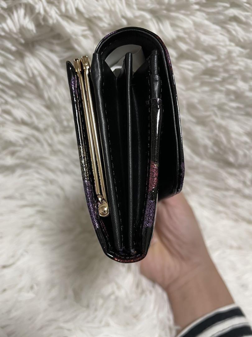 未使用　ANNA SUI アナスイ　スパーキー　がま口　ブラック　エナメル　総柄