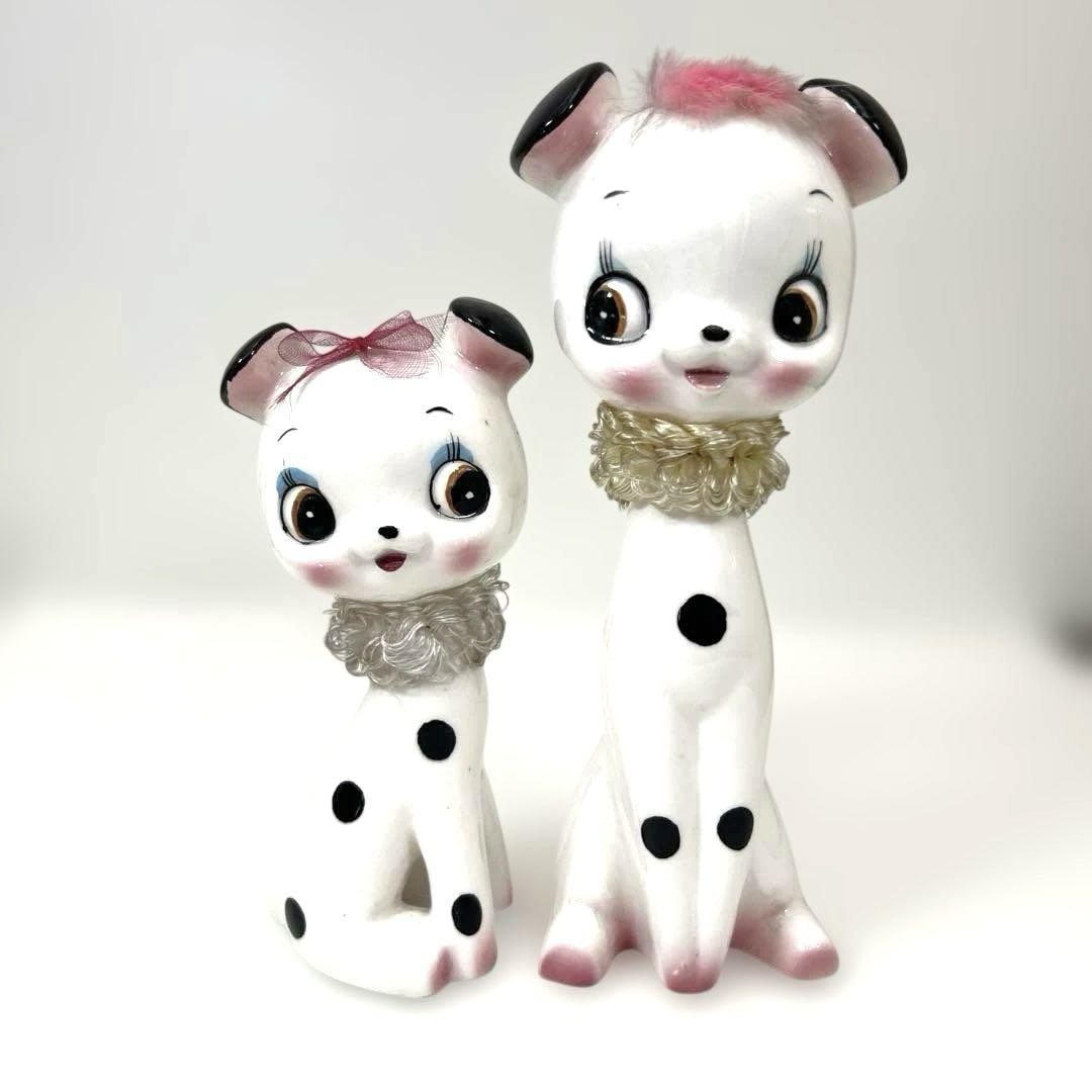 昭和レトロ　当時物　ファンシー　犬　陶器 置物　2個セット　いぬ　ポーズ人形