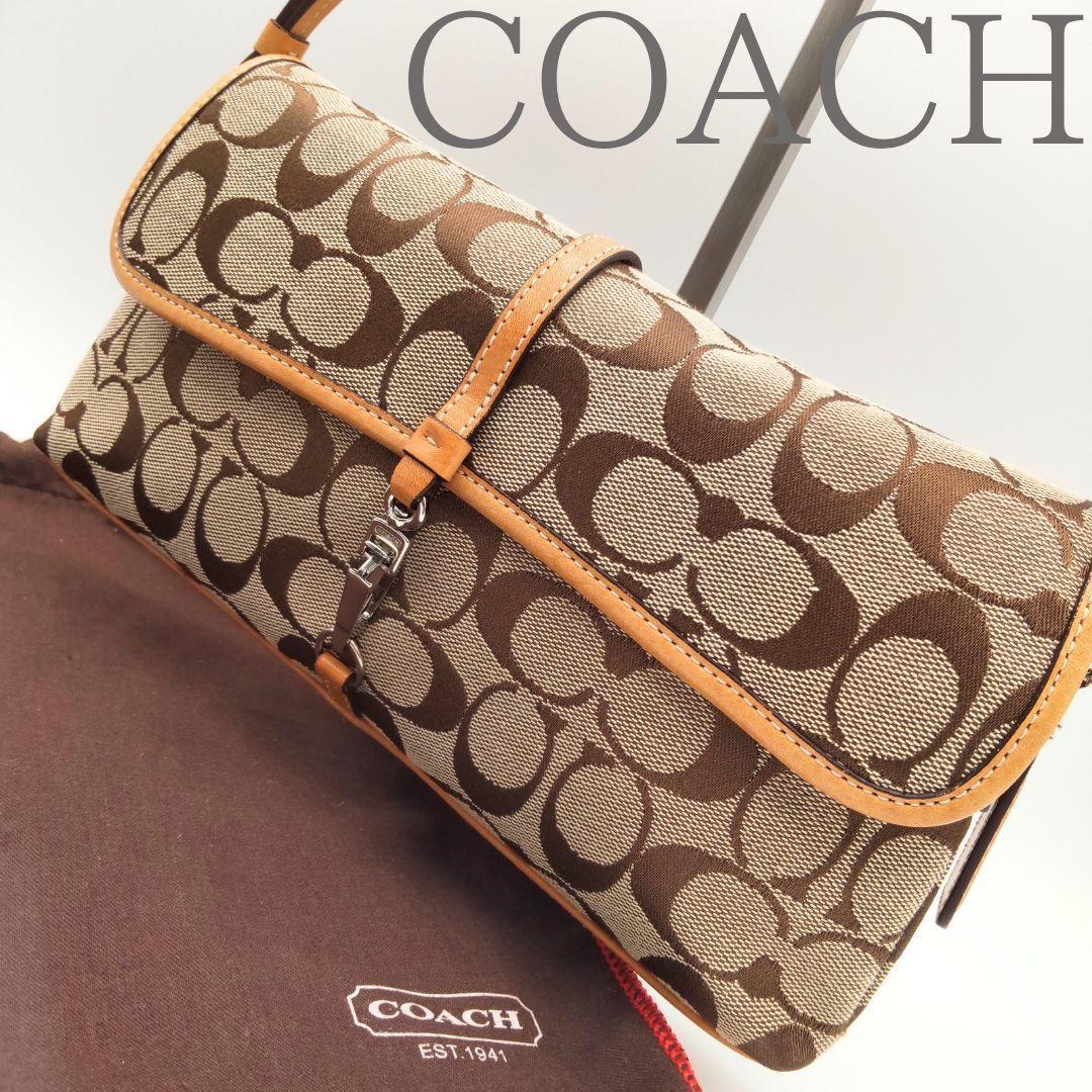 コーチ COACH アクセサリーポーチ シグネチャー キャンバス レザー バッグ 希少品 コーチ アクセサリーポーチ シグネチャー キャンバス