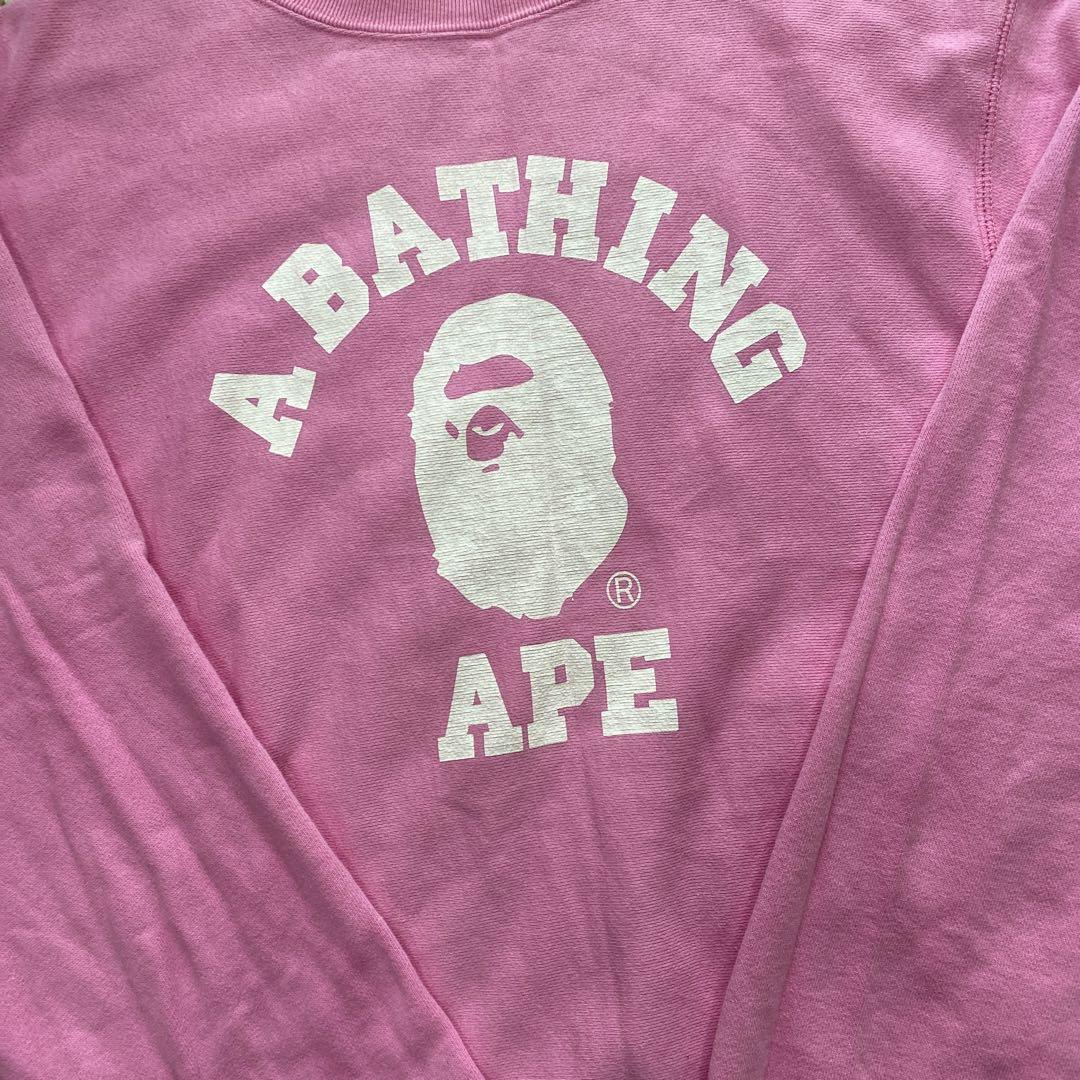 A BATHING APE エイプ スウェット BAPE  ピンク　初期