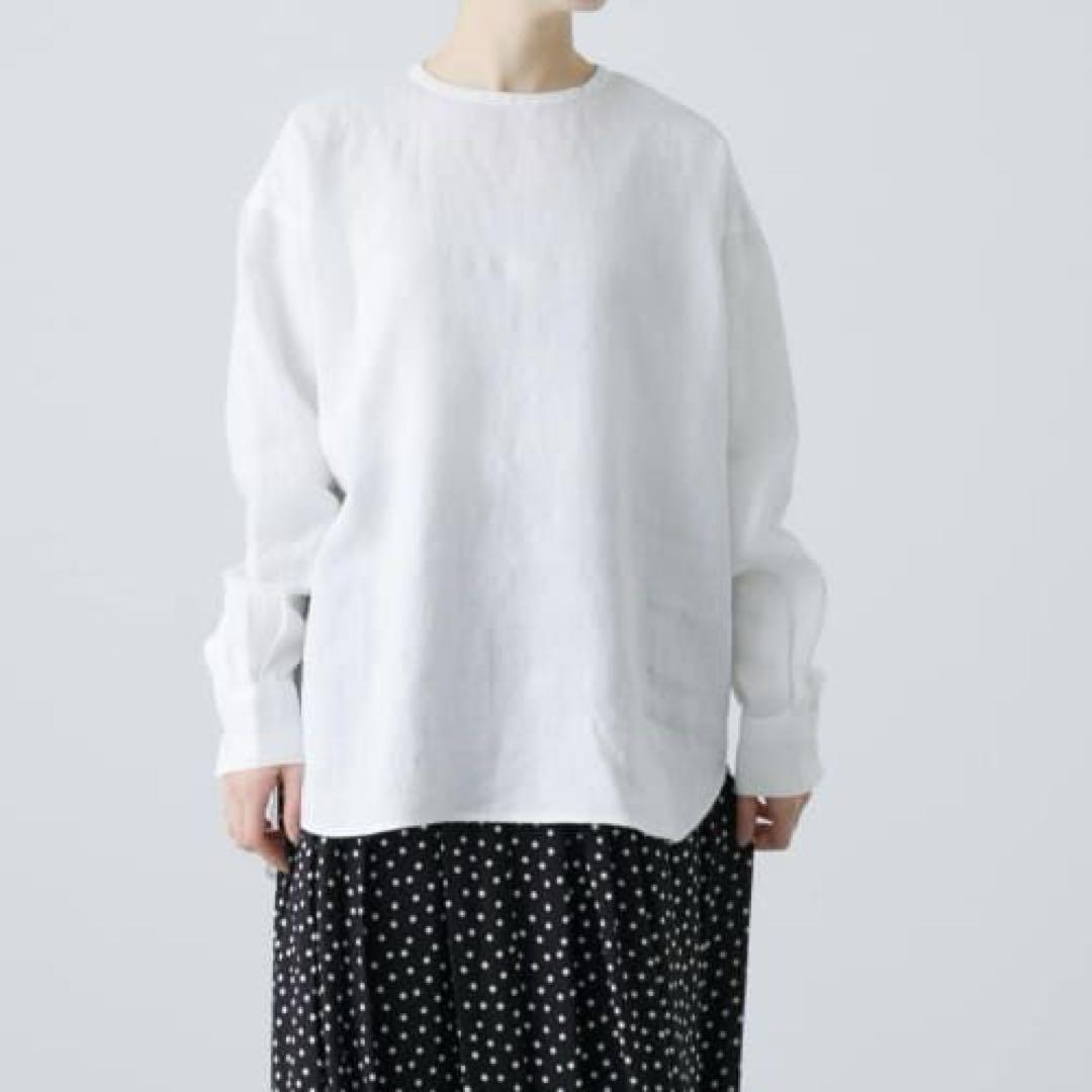 極美品 25SS かぐれ リネンクルーネックプルオーバー 麻 ブラウス シャツ 極美品 25SS かぐれ リネンクルーネックプルオーバー 麻