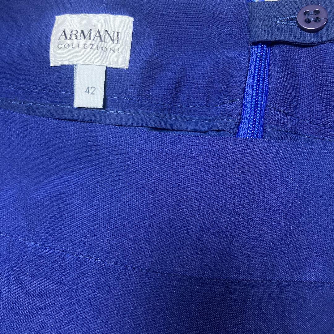 ARMANI COLLEZIONI リネン混 ネイビー スカート スーツ 48 感謝価格】 ARMANI COLLEZIONI 48 スーツ スカート ネイビー