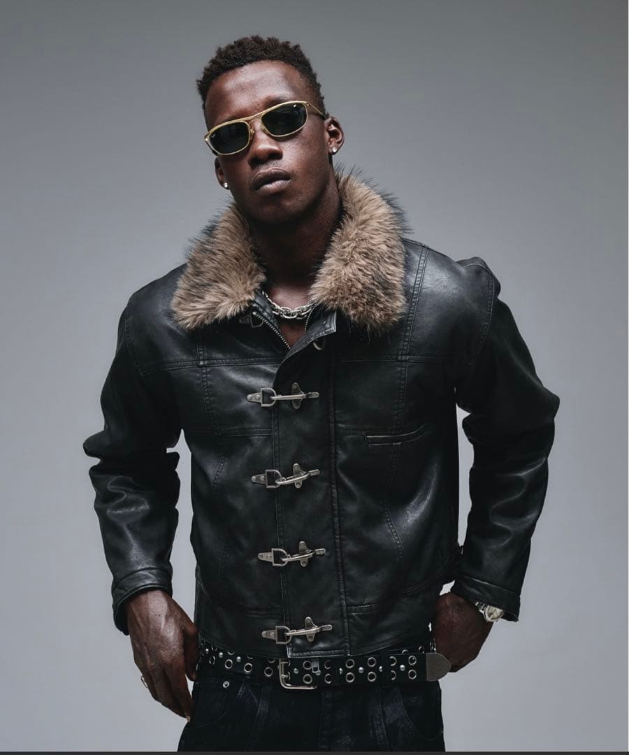 ANDER HUNK ファイヤーマンデザインファーライダースジャケット