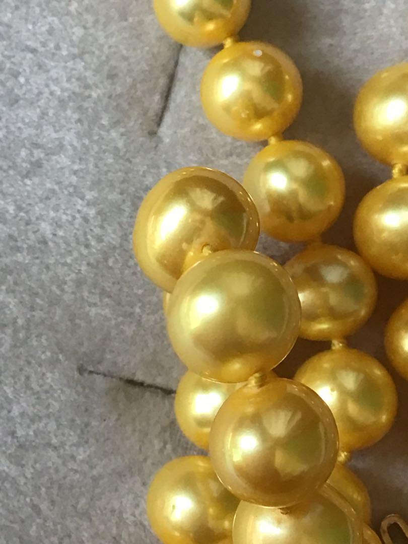 イエローパール ネックレス 本真珠ネックレス　14k 専用ケース付き　　く36