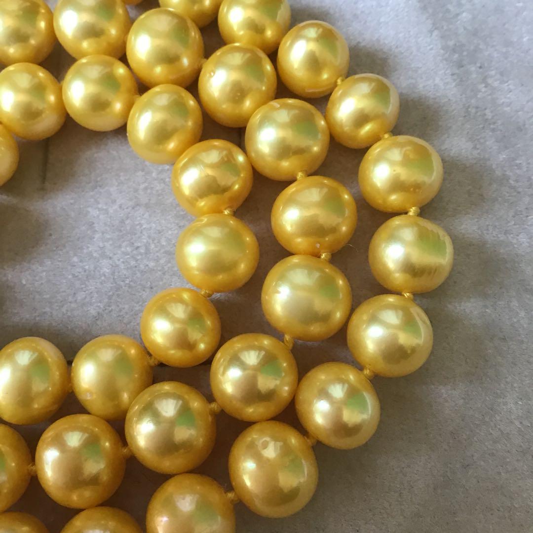 イエローパール ネックレス 本真珠ネックレス　14k 専用ケース付き　　く36