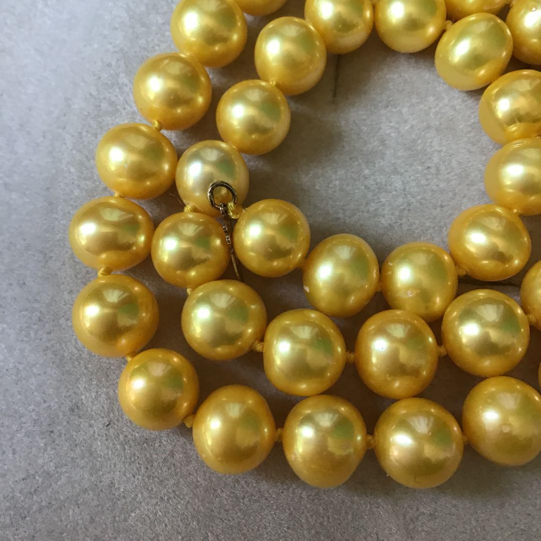 イエローパール ネックレス 本真珠ネックレス　14k 専用ケース付き　　く36