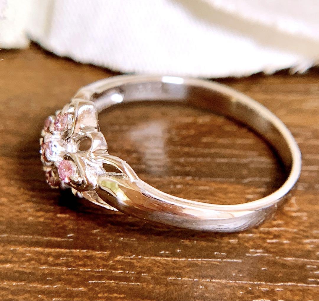 半額ストア 天然ピンクダイヤ❗️D0.09CT✨プラチナフラワーピンク アクセサリー