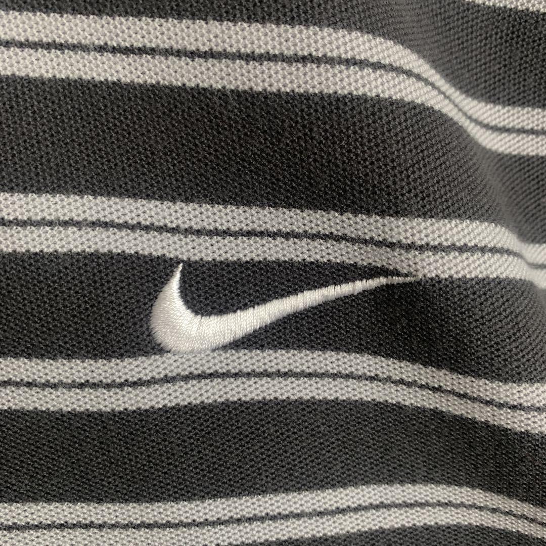 古着 90s ナイキ NIKE 半袖 ポロシャツ 刺繍ロゴ ボーダー