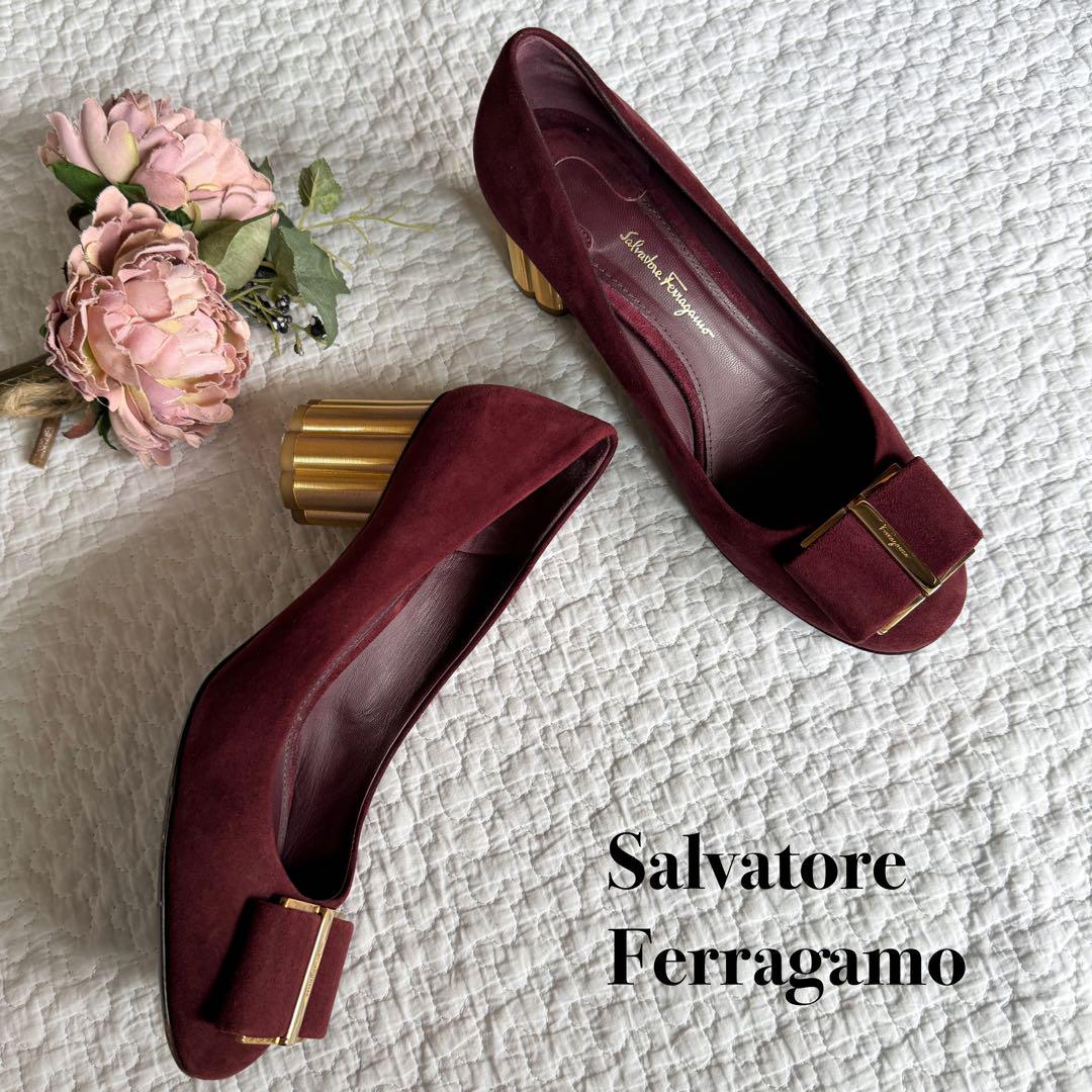 新品未使用品 SalvatoreFerragamo フラワーヒールパンプス フラワーヒールパンプスフェラガモ