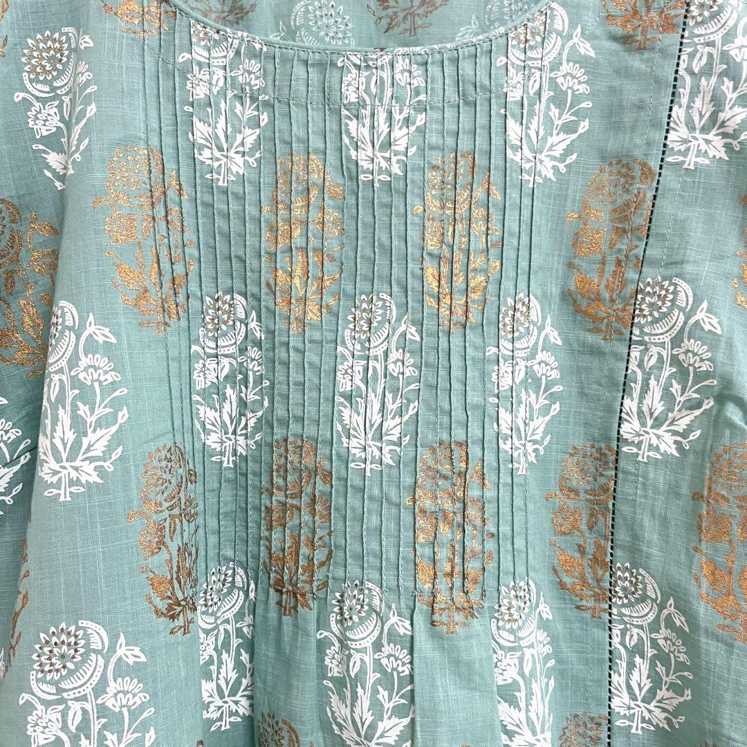 新品 Fabindia | ファブインディア◎ ワンピース　ブロックプリント 新品 Fabindia | ファブインディア◎ ワンピース ブロック