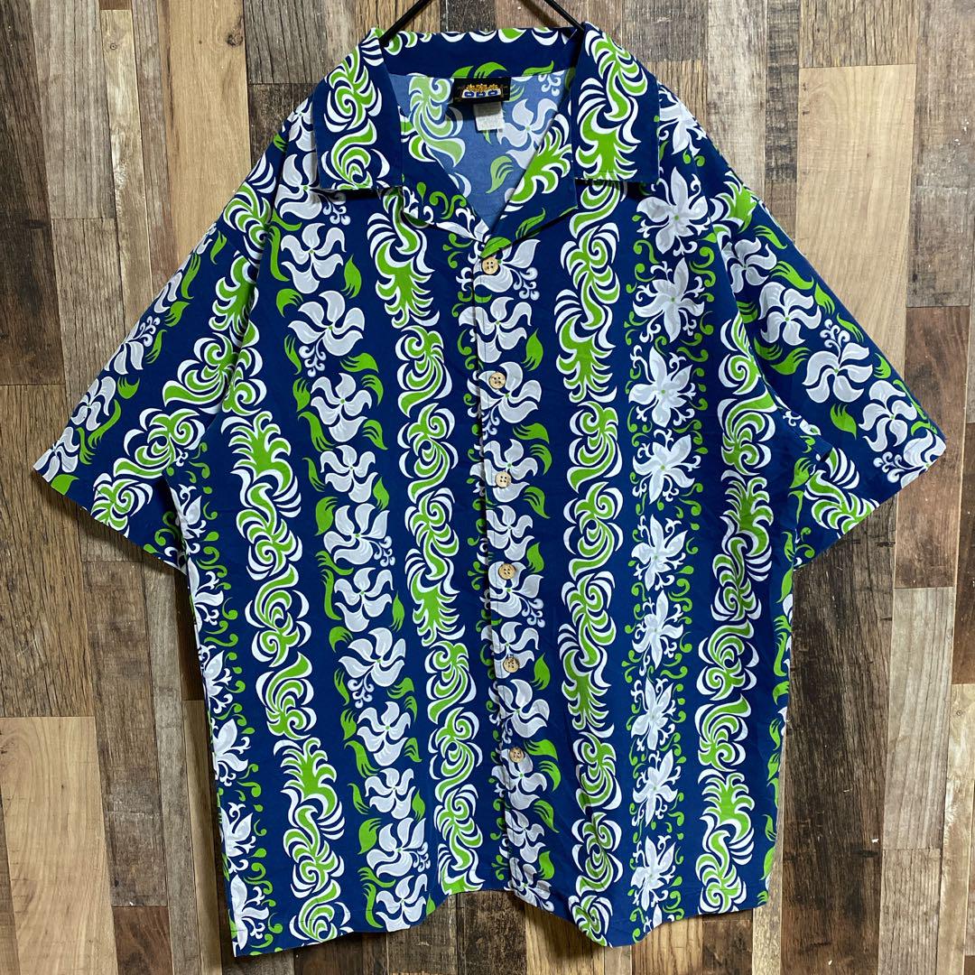 ハワイアン 総柄 ビッグシルエットXL メンズUSA古着90s 半袖 ハワイアン 総柄 ビッグシルエットXL メンズUSA古着90s 半袖