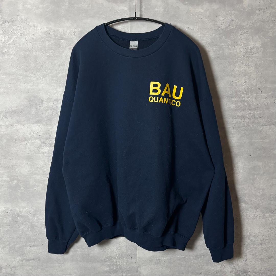 BAU Quantico プリントスウェット ネイビー XL