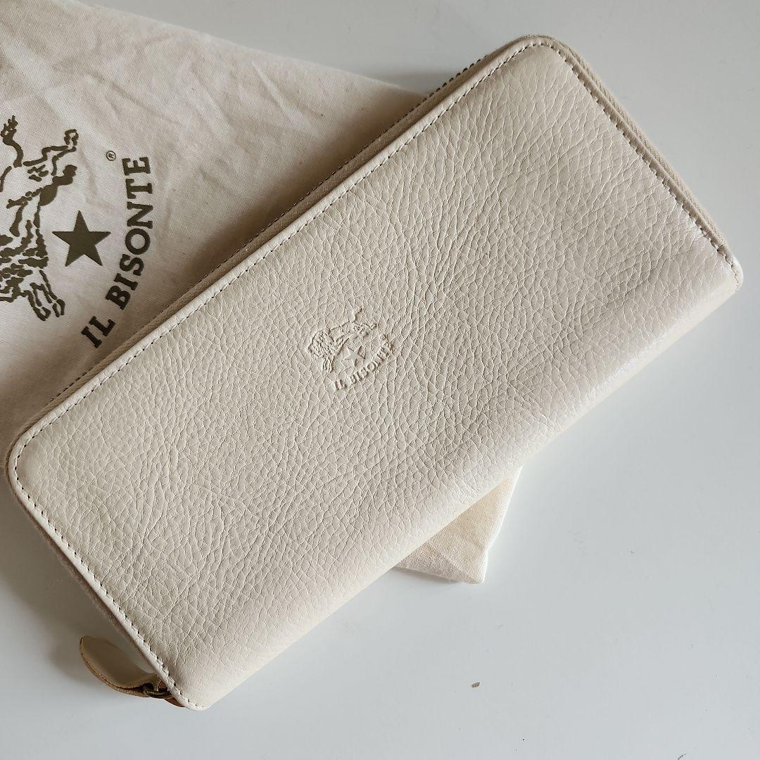 J*E様 ほぼ新品 IL BISONTE ジップアラウンド 長財布 アイボリー