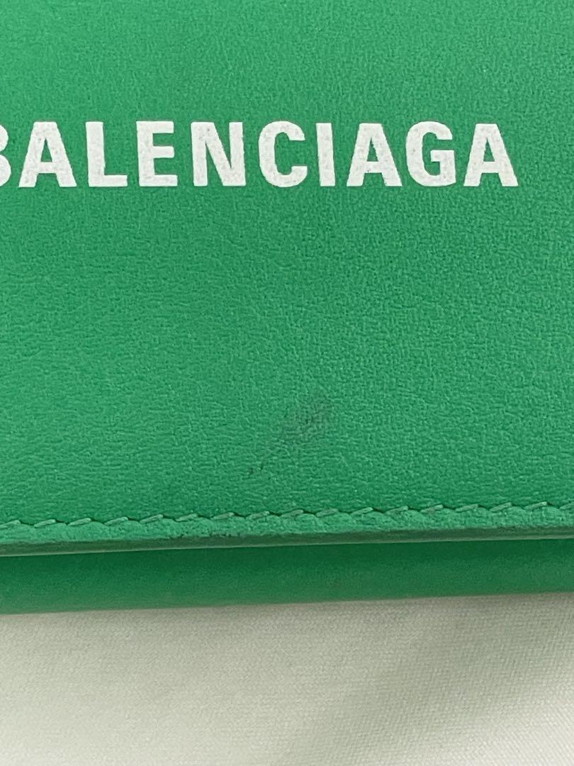 【ゆみちぇ　断捨離　引っ越し】BALENCIAGA グリーン 三つ折り財布 ゆみちぇ 断捨離 引っ越し様専用】BALENCIAGA グリーン 三つ折り