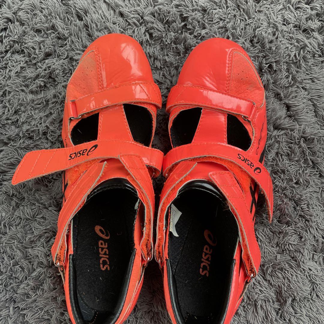 陸上　asicsスパイクシューズ　トラック専用　26cm オレンジ