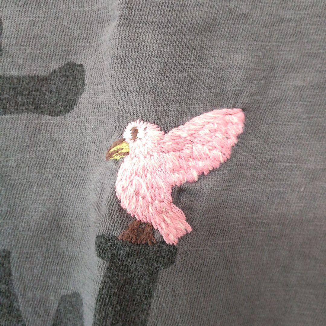 45R バード刺繍ロゴプリントTシャツ