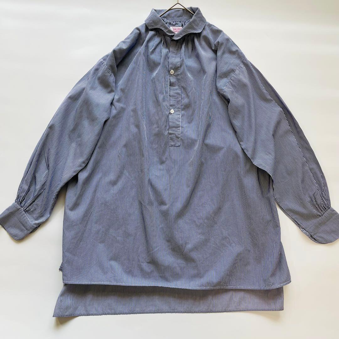 ギャレゴデスポート ストライプ柄 プルオーバー ロングシャツ コットン S