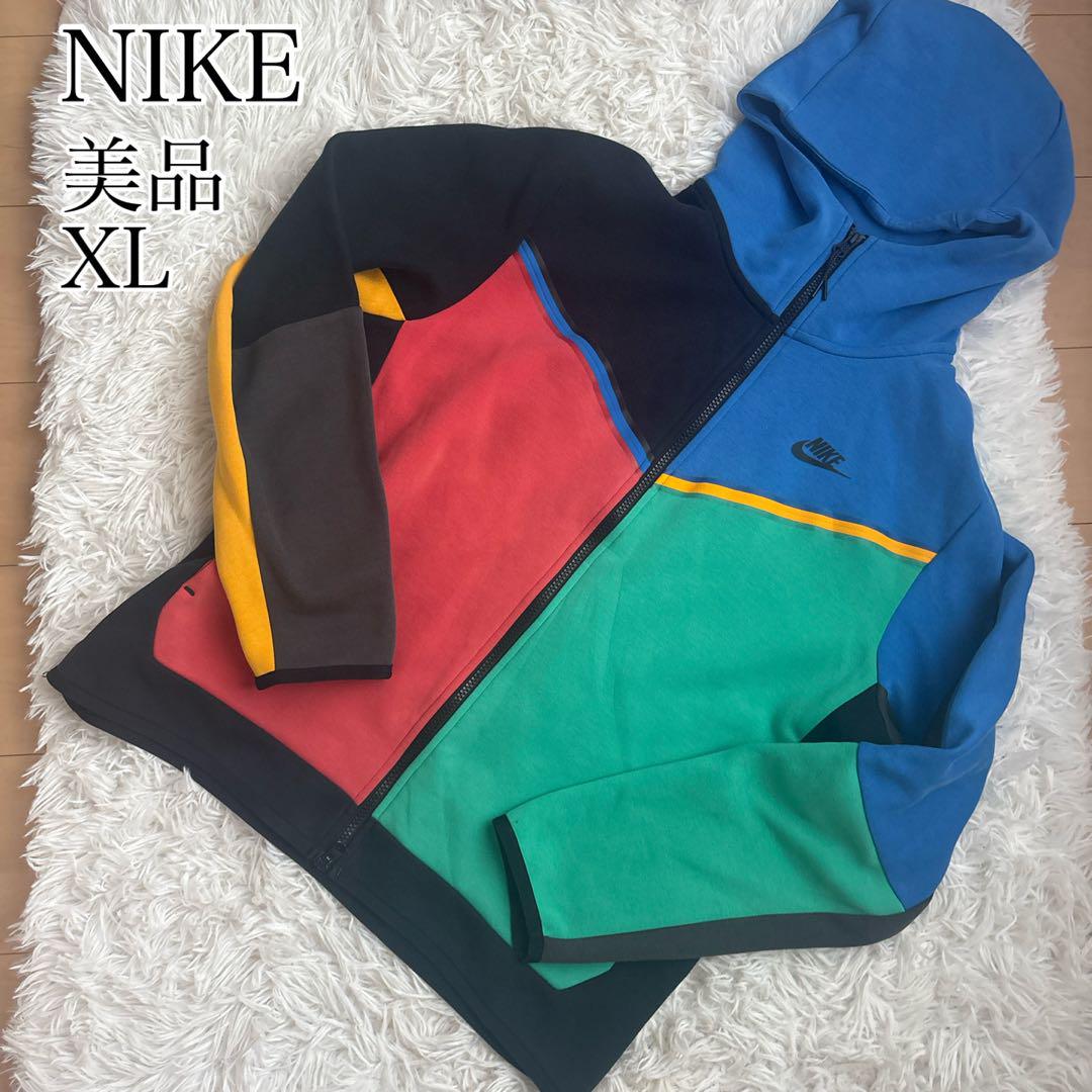 [美品]NIKE ナイキ テックフリース マルチカラー カラフル XLジャケット・アウター