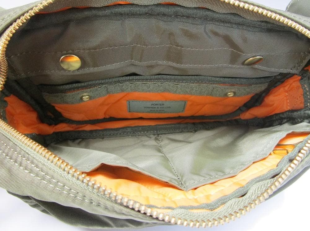 y0317-45 ポーターフォース 2way ウエストバッグ グリーン 中古美品