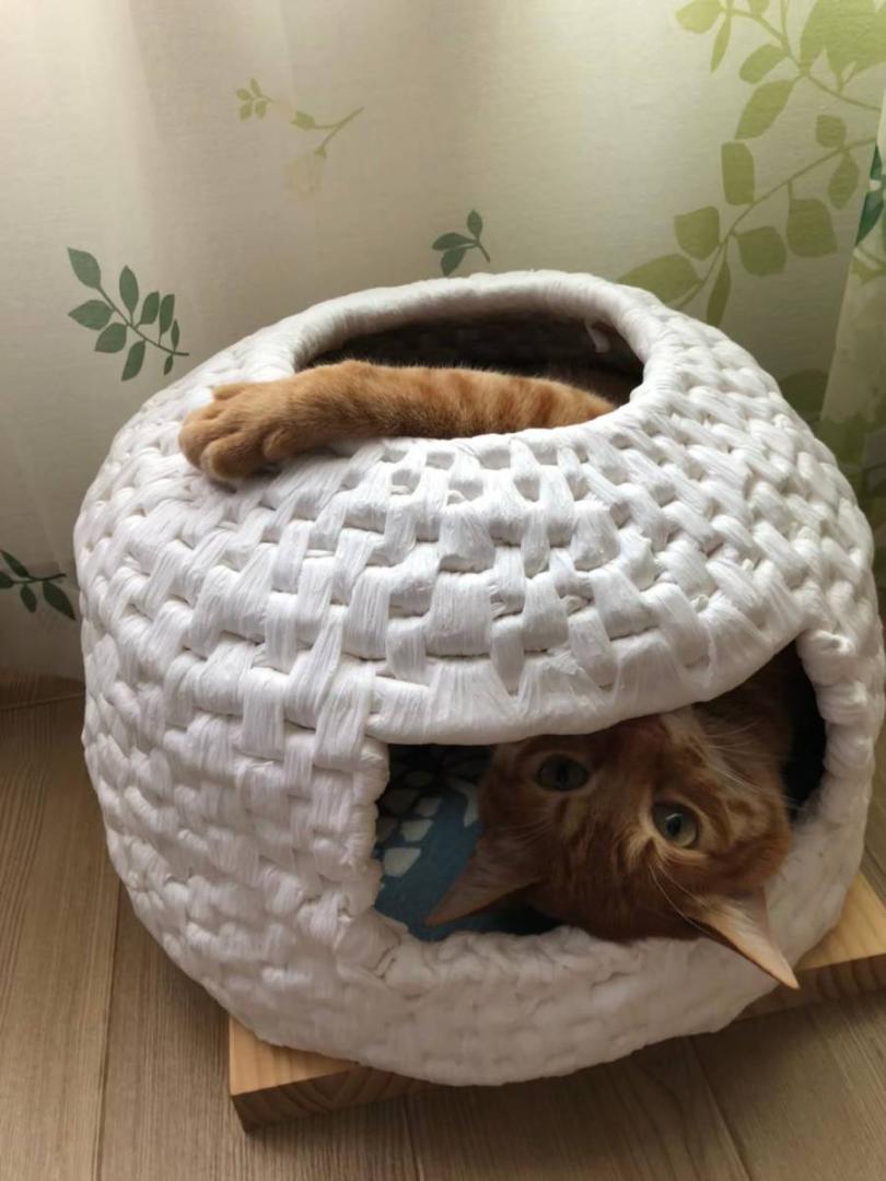 猫ちぐら ねこちぐら ハウス S03 XWhDT-m84761670765 座布団付き ハンドメイド 1点物 大特価安い