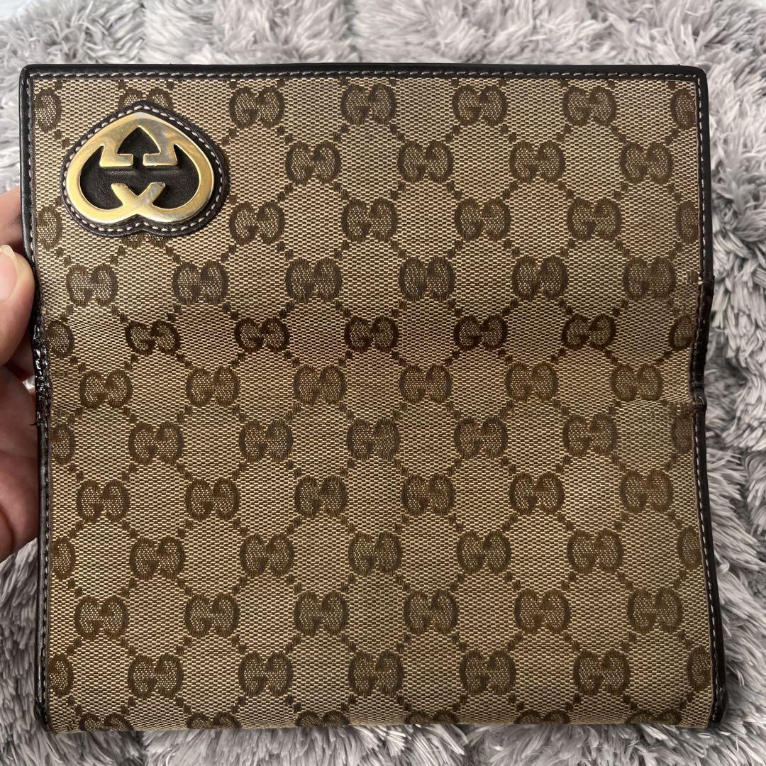 GUCCI✨長財布　ラブリーハート　GGキャンバス ダークブラウン　レディース