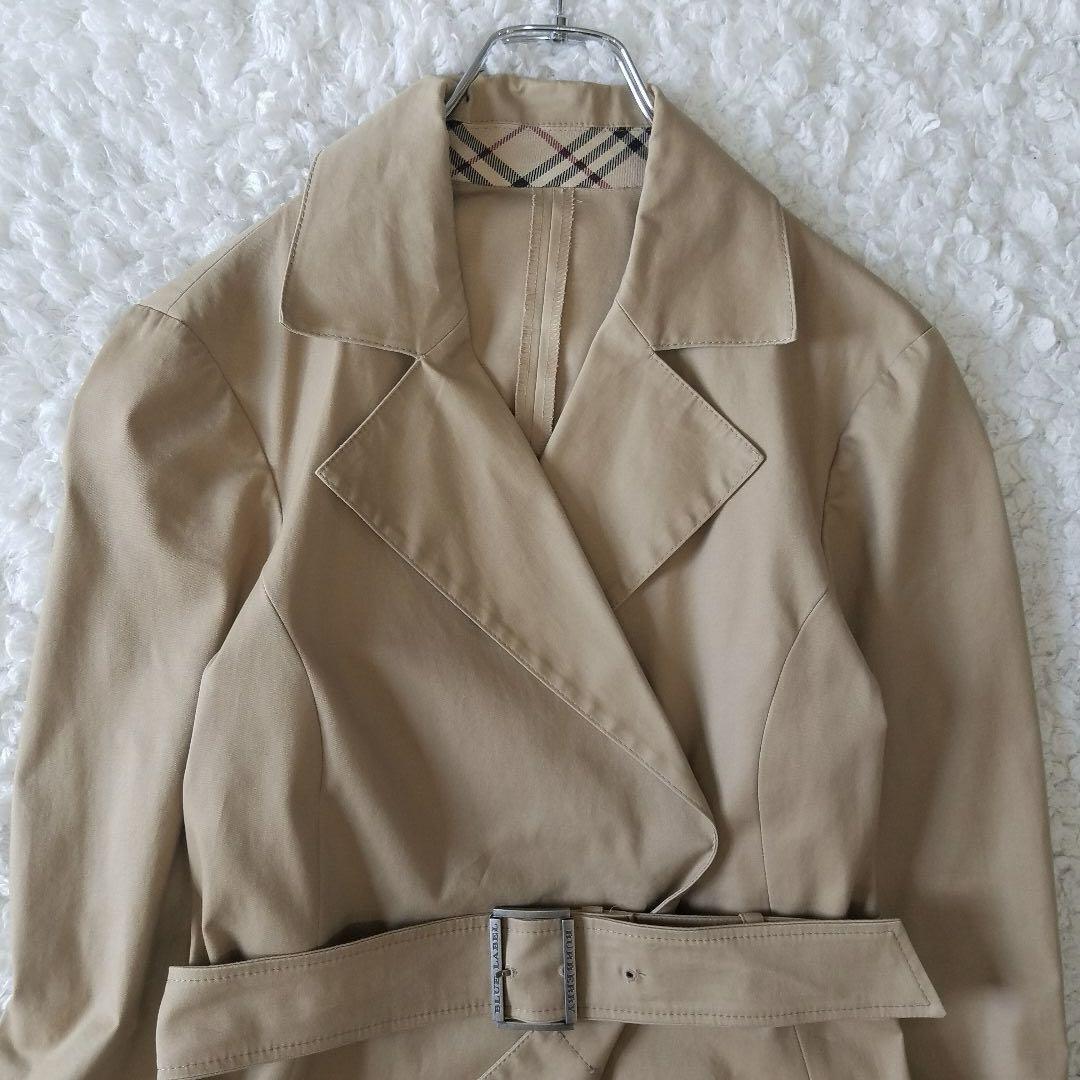 美品✨バーバリーブルーレーベル　ジャケット　ノバチェック　ウエストベルト　ダブル