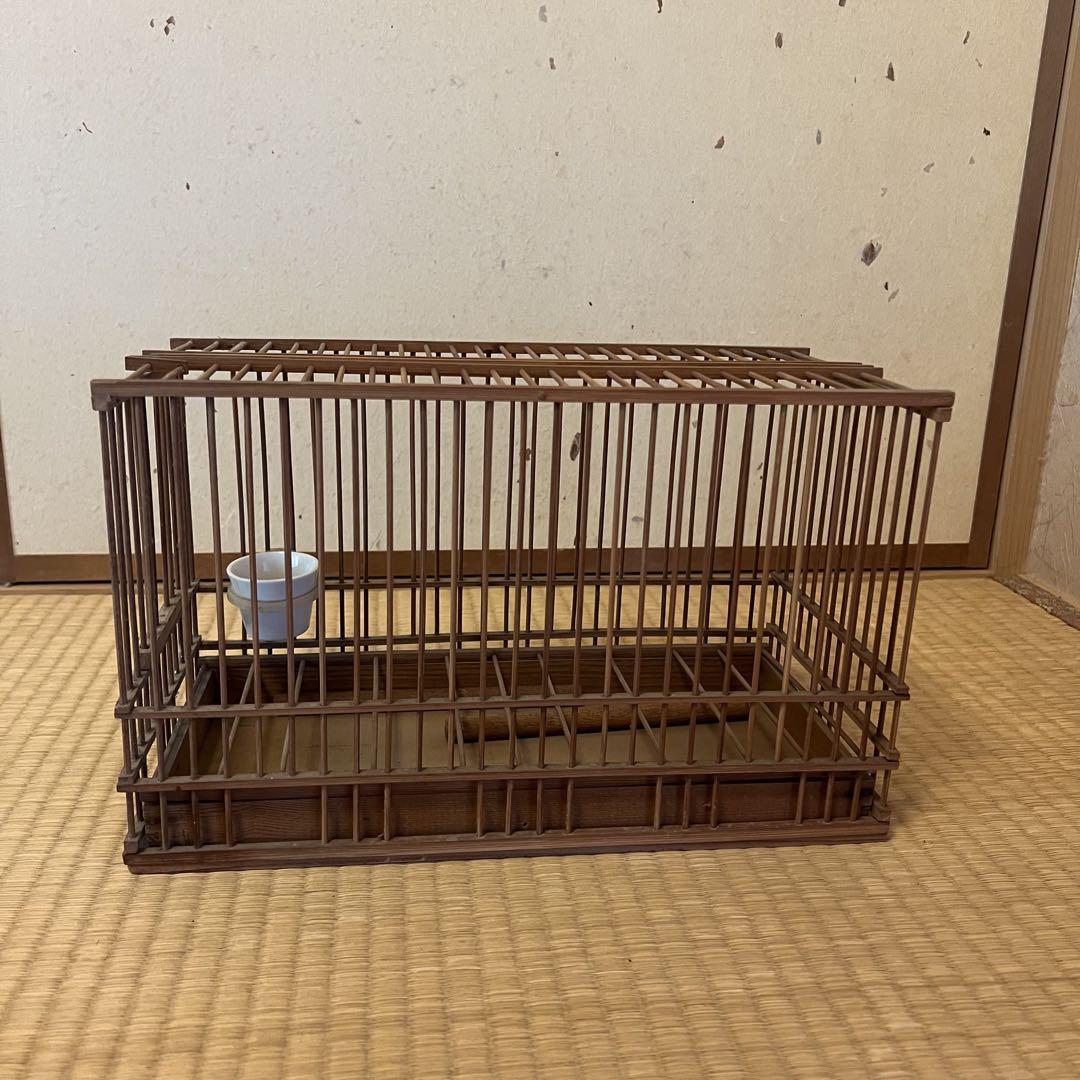 木製中型鳥かご 水入れ付き