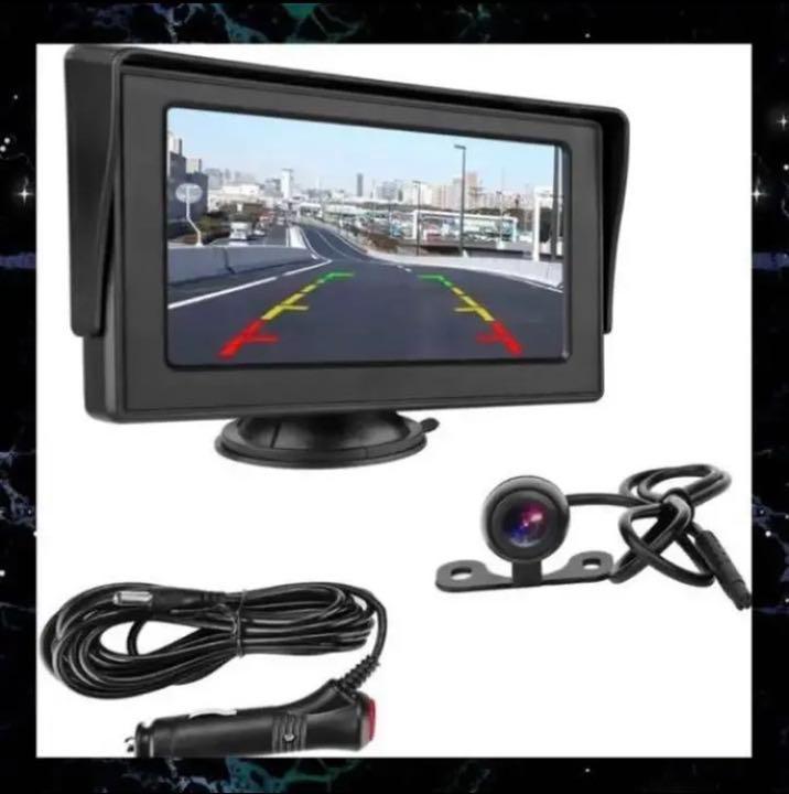 バック駐車や車庫入れが苦手な方必見♪❤ケーブル1本で配線完了❣モニター＆カメラ